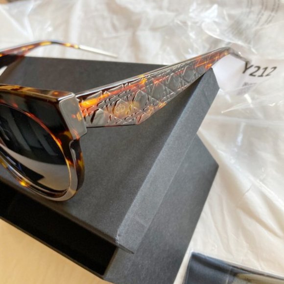 Dior VeryDior1 chrome tipped tortoise & blue tint angled arms cat eye sunglasses main image 6